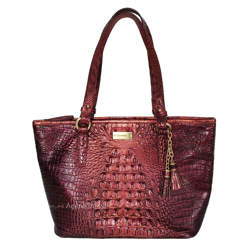 BRAHMIN Melbourne Ember Cherry Med Asher Tote Bag
